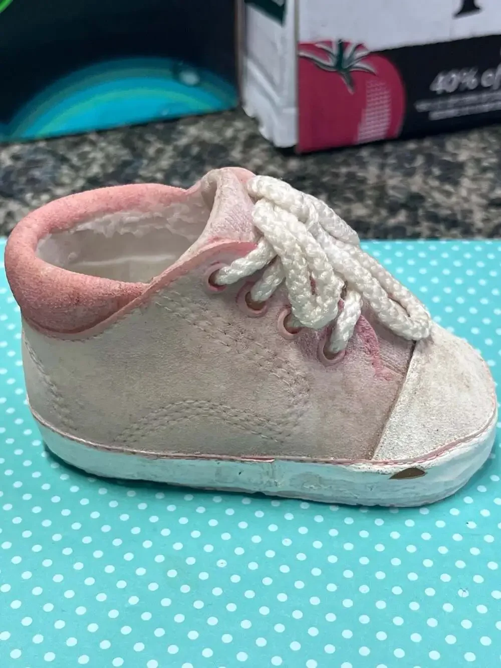 Collectible Miniature Resin Pink High-Top Sneaker Figurine